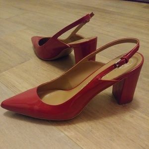 Calvin Klein Red Chunky Heel Pumps